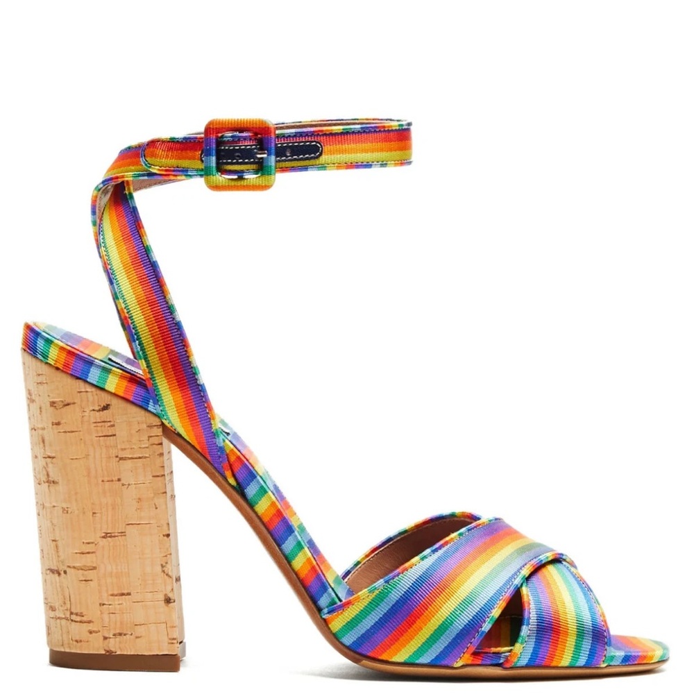 Tabitha Simmons Letitia rainbow stripe silk Sandals